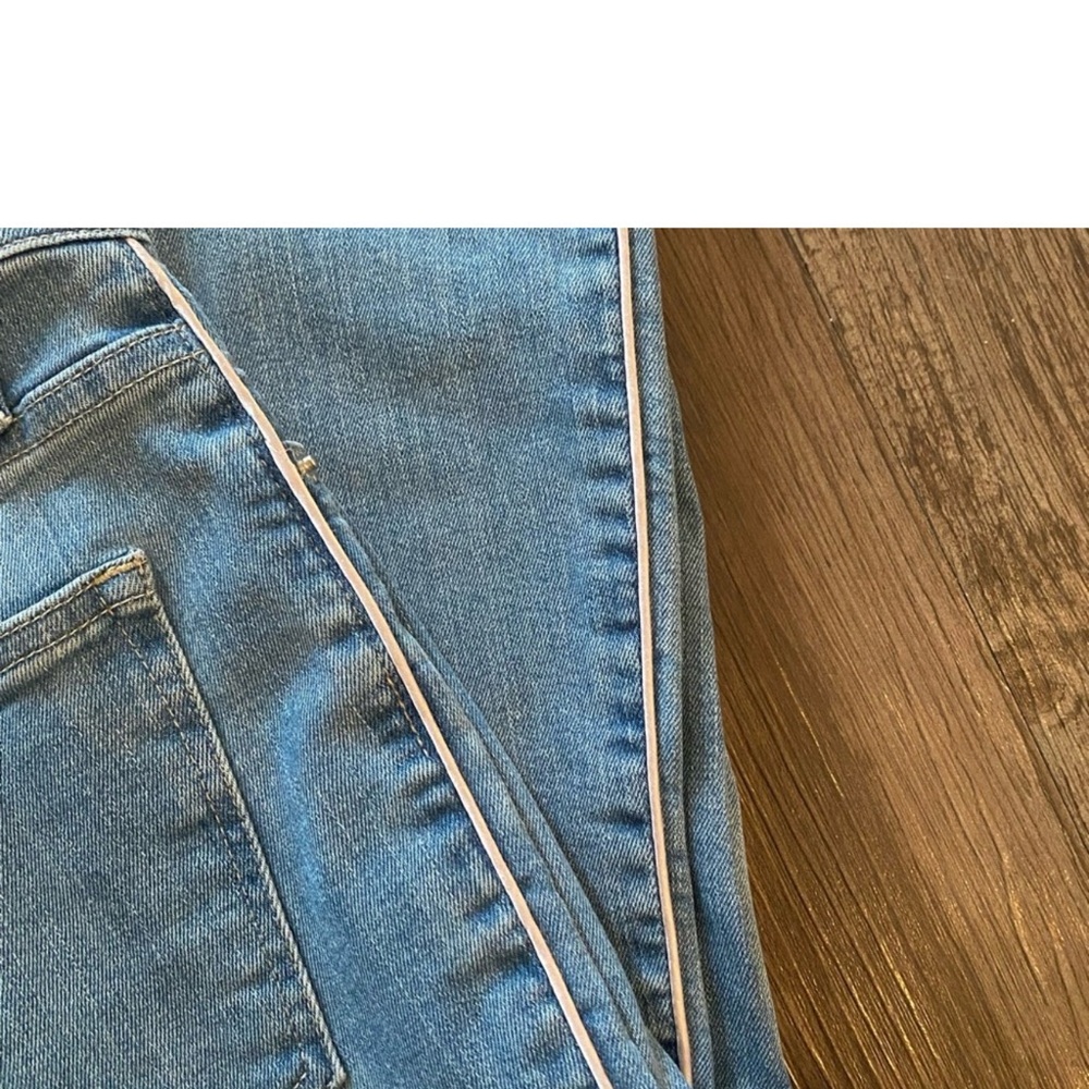 J. Crew skinny jeans with pink piping